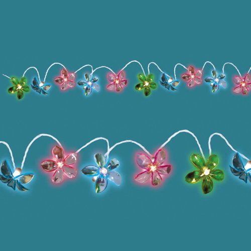 Grasslands Road Multi Color Plumeria Flower Patio Light Set, 6-Foot