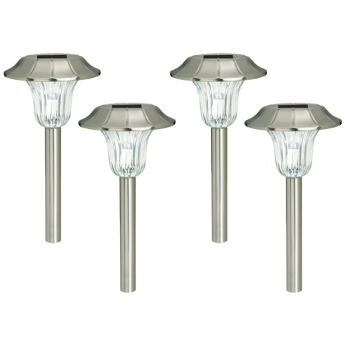 Westinghouse 329304-41W Milano 2X LED Solar Light, Stainless Steel, 4-Pack