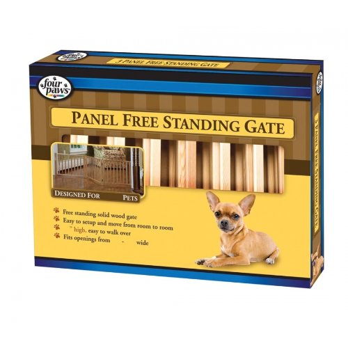 Four Paws 5-Panel Free-Standing Walk-Over 110-Inch-by-17-Inch Wood Gate