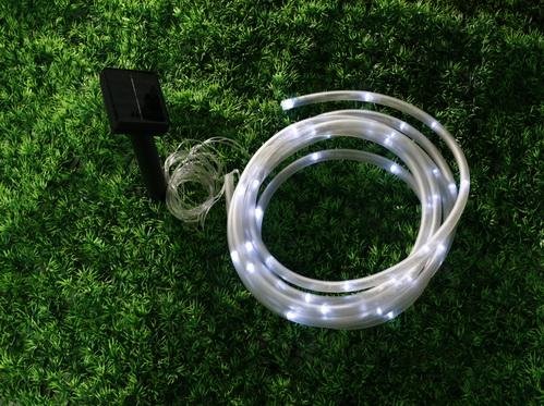 Solar Rope Tube White 50 LED String Garden Light Inside/Outside 23 feet long total length