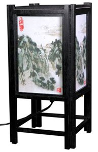 Oriental Furniture Nicest Gift Ideas Under 50 Dollars, 14-Inch Landscape Art Japanese Wood and Paper Electric Lantern/Lamp