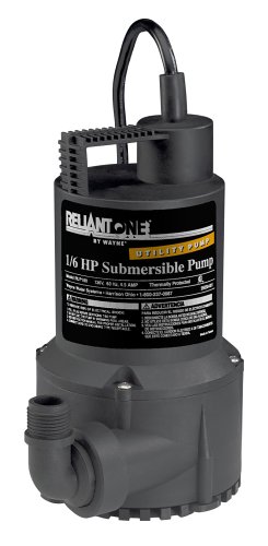 Wayne RUP160 1/6-Horsepower 3,000 GPH Oilless Submersible Utility Water Pump