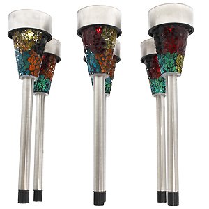 Set of 6 Ultra Bright Solar Rechargeable Landscape Mosaic Stick lights (6PK)