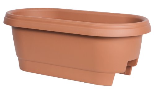 Fiskars 477241-1001 Deck Rail Planter Box, 24-Inch, Clay