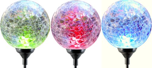 Moonrays 91251 Color Changing Solar Glass Ball Fixture, 3-Pack