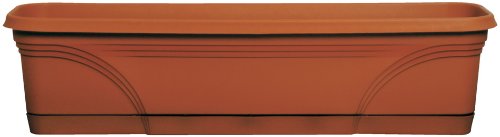 Dynamic Design MB3012TC Medallion Deluxe 30-Inch Poly Window Box with Saucer, Terra Cotta