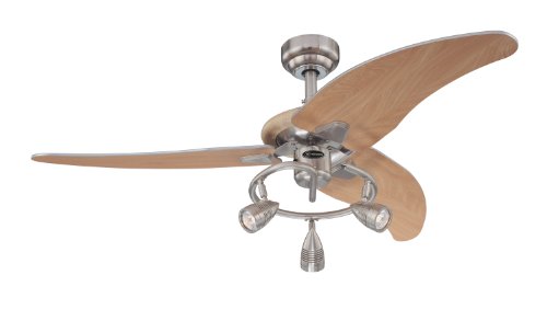 Westinghouse Lighting 7850500 Elite Three-Light 48-Inch Three-Blade Indoor Ceiling Fan, Brushed Nickel with Three Brushed Nickel Spotlights