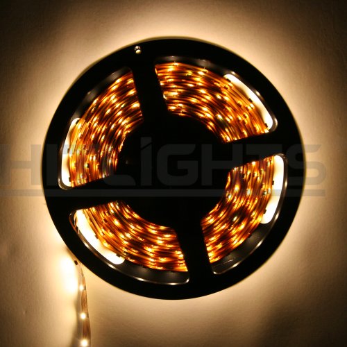 Hitlights Warm White Flexible Ribbon LED Strip Light, 300 LEDs, 5 Meters (16.4 Feet) Spool, 12VDC Input (Adapter not included)