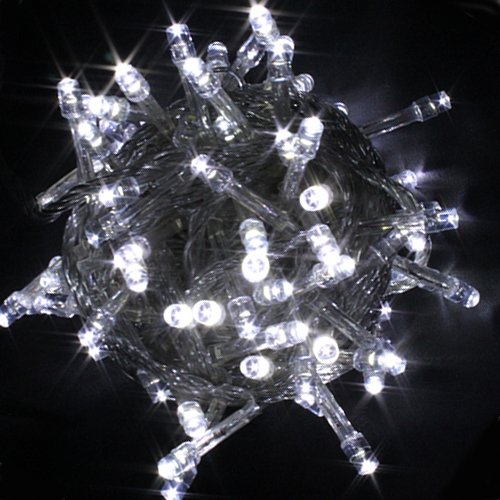 100 LED Fairy Light String Christmas Holiday Lights for Room Garden Home Decoration (White)