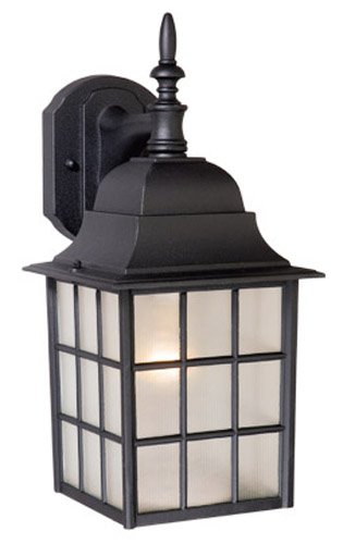 Vaxcel USA OW36763TB Vista 1 Light Mission Outdoor Wall Lamp Lighting Fixture in Black, Glass