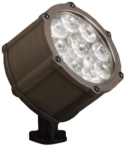 Kichler Lighting 15753AZT LED Accent Light 9-Light Low Voltage 60 Degree Wide Flood Light, Textured Architectural Bronze with Clear Tempered Glass