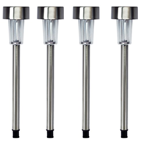 Solar Power, Outdoor Solar Garden LED Lights, Stainless Steel Pack of 4