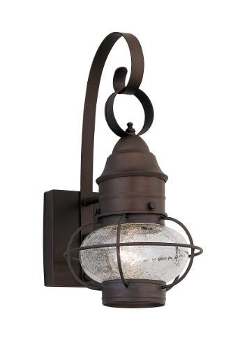 Designers Fountain 1751-RT Nantucket 1-Light Outdoor Onion Wall Lantern, Rustique Finish with Seedy Glass