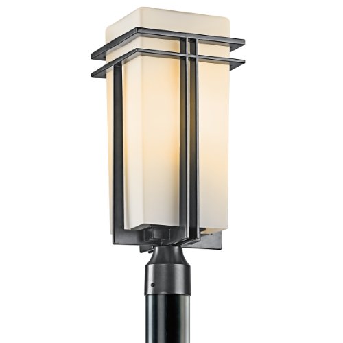 Kichler Lighting 49207BK FL Tremillo 20-Inch Light Fluorescent Outdoor Post Lantern, Black with Satin-Etched Cased Opal Glass