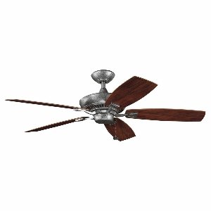 Kichler Lighting 310192WSP Canfield Patio 52-Inch Ceiling Fan with Reversible Walnut/Teak Blade, Weathered Steel