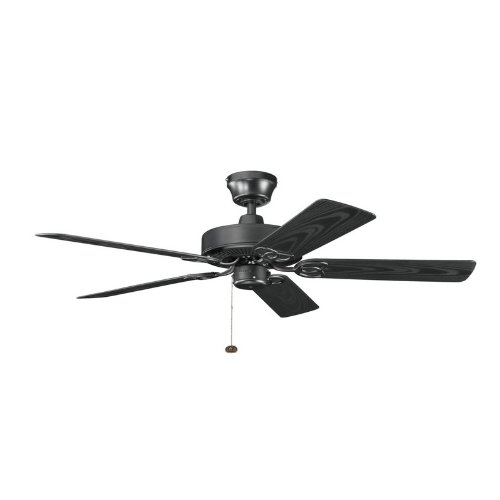 Kichler Lighting 339520SBK Sterling Manor Patio 52-Inch Outdoor/Indoor Ceiling Fan, Satin Black Finish with All-Weather ABS Satin Natural Black Blades
