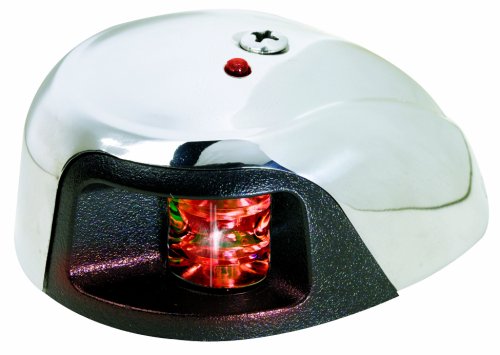 Attwood LED 1-Mile Deck Mount Navigation Bow Side Light, Stainless Steel (Port/Red Lens)