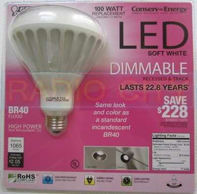 Feit Electric Conserv-Energy Dimmable BR40 LED 17 Watt Flood Light Bulb – 100 Watt Equivalent Replacement