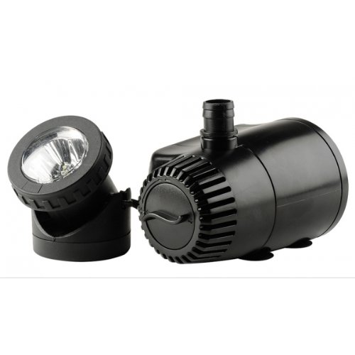 Pond Boss Low Water Shutoff Fountain Pump and Light – Fits 1/2in. Tubing, 419 GPH, 7-Ft. Max. Lift, Model# 419GPH