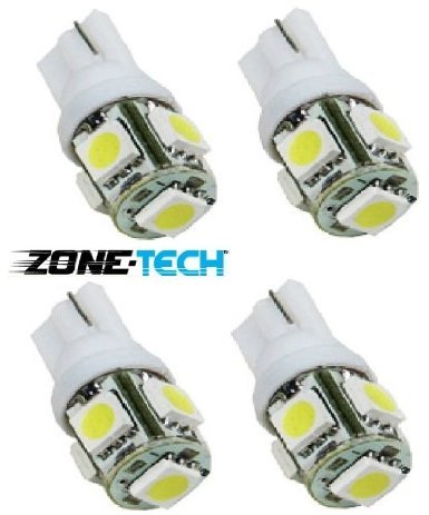 Zone Tech LED replacements for Malibu Landscape light 5 LED SMD SMT 194 T10 Wedge Base Warm White 12V DC/AC 1407WW (Pack of 4)