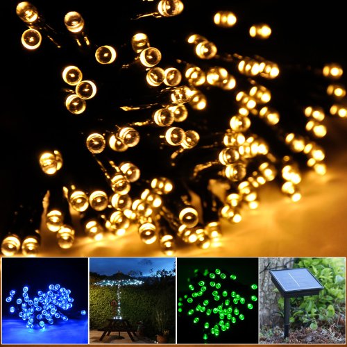 Lycheers colour Solar Christmas String 55ft 17m 100 LED Solar Fairy String Lights for Outdoor, Gardens, Homes, Christmas Party, Waterproof (Warm White)