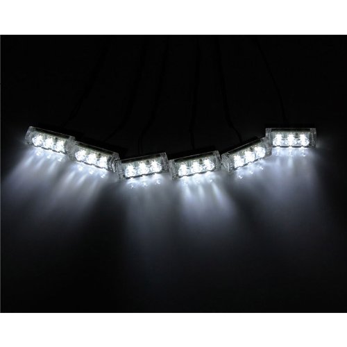 Koolertron 18 LED Emergency Vehicle Strobe Lights for Front Grille/Deck – White