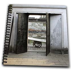 Albom Design Travel – Old Wooden Cart Seen Through Old Garden Gate Photo from Suzhou, China – Drawing Book – Memory Book 12 x 12 inch