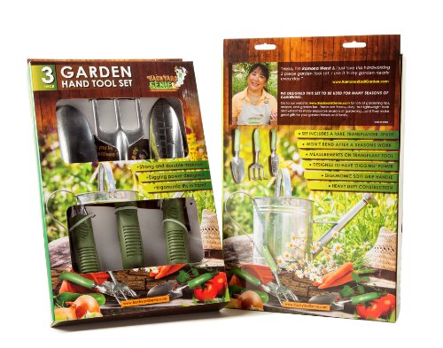 Backyard Gardening Tools that work hard, Keep Gardening Fun. Ergonomic Soft Grip Handle. Gardening Gifts for Mom. Best 3-piece Garden Tool Set. Square Foot Garden Raised Bed Gardening Supplies. Great Home Garden Idea & for Patio Gardening