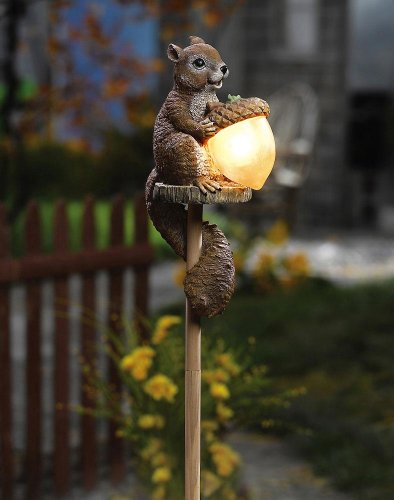 Collections Etc – Sammy Squirrel Solar Outdoor Garden Stake Light