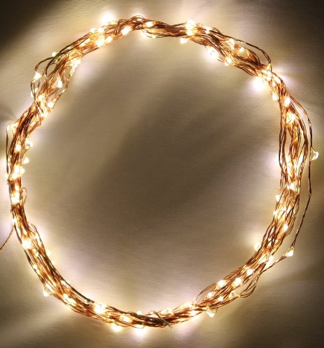 Starry String Lights with 120 Warm White LED Lights on Copper Wire 20 Feet by Deneve® – Lit Length of Strings of Lights 20 Feet (20 ft / 6 m) – Total Length of Strings 32 Feet (32 ft / 10 m) – Bright Amber Warm LED Lights Perfect for Accenting Your Patio, Backyard, Bedroom, Living Room – LED Light Strings Ideal for Outdoor Holiday Dressing or for A Last-Minute Dancing Party – String Lights Outdoor and Indoor Usage – Your Purchase Supports Charity – 1 Year 100% Satisfaction Guarantee!