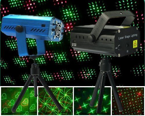 LED Laser Projector Club Dj Disco Bar Stage House Lighting Light Mini Protable Voice-activated Version (Case Color Vary)