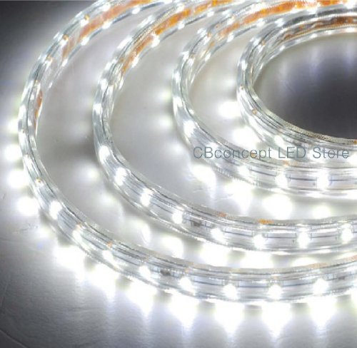CBConcept® 6.6FT Pure White 120 Volt High Output LED SMD5050 Flexible Flat LED Strip Rope Light – [Christmas Lighting, Indoor / Outdoor rope lighting, Ceiling Light, kitchen Lighting] [Dimmable] [Ready to use] [7/16 Inch Width X 5/16 Inch Thickness]
