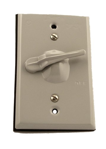 Leviton 1432 1-Gang Toggle with Switch Device Switch Wallplate, Weather-Resistant, Die-Cast Zinc, Box Mount, Horizontal Or Vertical, Gray