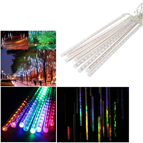 IMAGE® 8 Tube RGB Multicolor 50cm 240 LED Meteor Shower Rain Lights Waterproof String for Indoor Outdoor Gardens Homes Xmas Christimas Holiday party Weddings Decor Tree