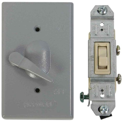 Greenfield KDL1P Weatherproof Electrical Box Lever Switch Cover with Single Pole Switch