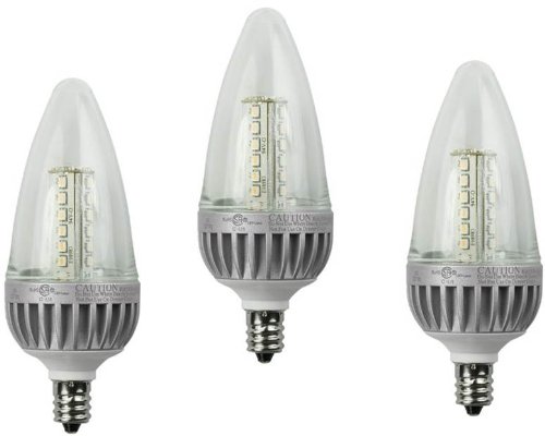 3 Pack Lights of America 2425lede12-lf3 2.5 Watt Power LED Outdoor Lanterns, Chandeliers Light Bulb, Warm White