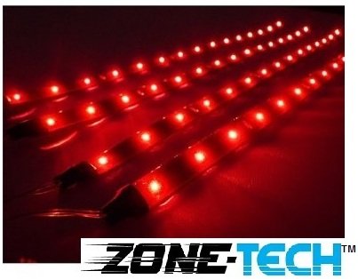 Zone Tech 30cm LED Car Flexible Waterproof Light Strip Red (pack of 4)