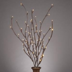 Everlasting Glow LED 39″ Electric Brown-Wrapped Lighted Faux Branch, 72 Clear Rice Lights, Set of 3
