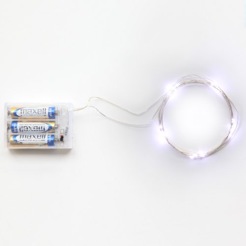 Rtgs Micro LED 20 Cold White Color Lights Battery Operated on 7ft Long Silver Color Ultra Thin String Wire