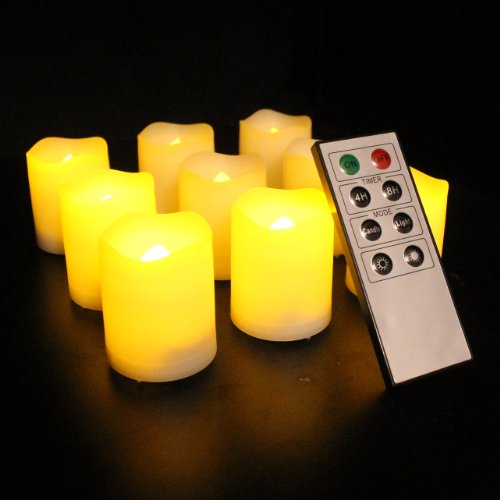 Frostfire Mooncandles – 9 Indoor and Outdoor Votive Candles with Remote Control & Timer (Batteries Included)