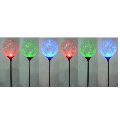 Instapark® YT5004-6 Color-changing Crackle Glass Ball Solar Light with Photocell Sensor, 6-pack
