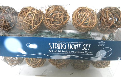 Grapevine Twig Ball String Patio Lights Indoor/outdoor 10cnt