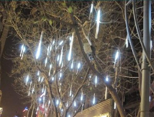 white color 20cm 96-LED Meteor Shower Rain 8 Tubes Lights Outdoor lamp christmas light Tree Decoration 100V-240V