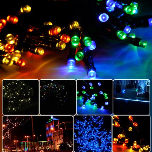 Lycheers Solar Powered 100 LED Fairy String Lights for Outdoor, Garden, Home, Christmas Party, Waterproof (Multicolor)