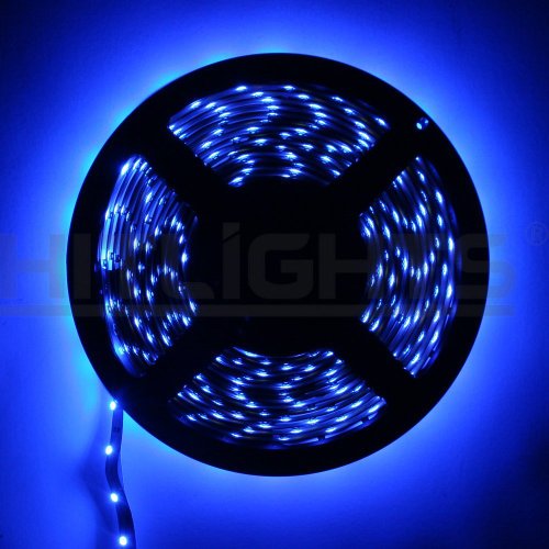 Hitlights Blue Flexible Ribbon LED Strip Light, 300 LEDs, 5 Meters (16.4 Feet) Spool, 12VDC Input (Adapter not included)