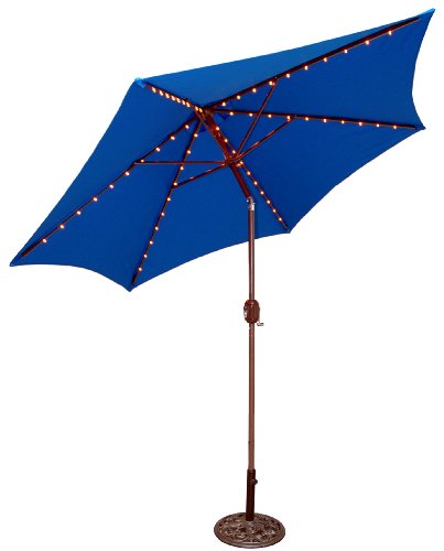 TropiShade TropiLight LED 9-Feet Lighted Bronze Aluminum Market Umbrella with Royal Blue Poly Cover