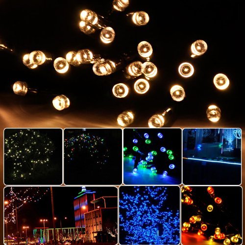 Lycheers 32.8ft (10 m) 100 LED Operated Outdoor and Indoor Battery String Lights With 8 Functions for Room Home Garden Christmas Party Decoration(Warm White)