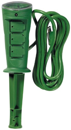 Yard Master 17321 3-Outlet Power Stake with Light Sensor and Built-In Timer, 6-Foot Cord