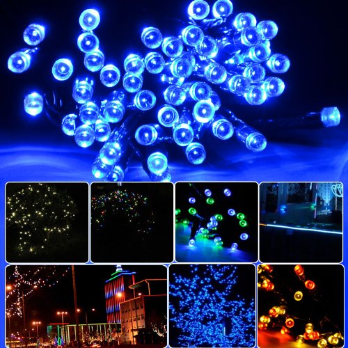 Lycheers® Blue Solar Power 11m 33ft 60 LED Solar Fairy String Lights for Outdoor Room Garden Home Christmas Party Decoration Waterproof (Blue)