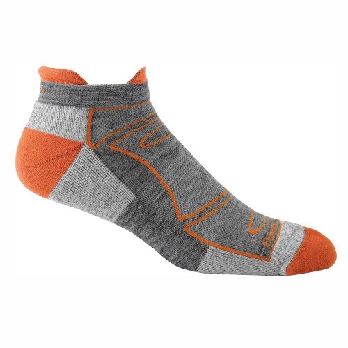 Darn Tough Vermont Men’s Merino Wool No-Show Ultra-Light Cushion Athletic Socks, Orange/Gray, Medium